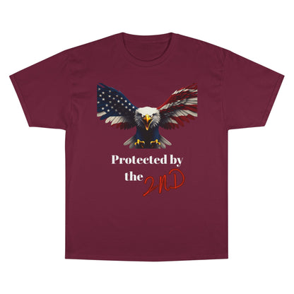 Protected By The 2nd Patriotic Eagle on a Champion T-shirt