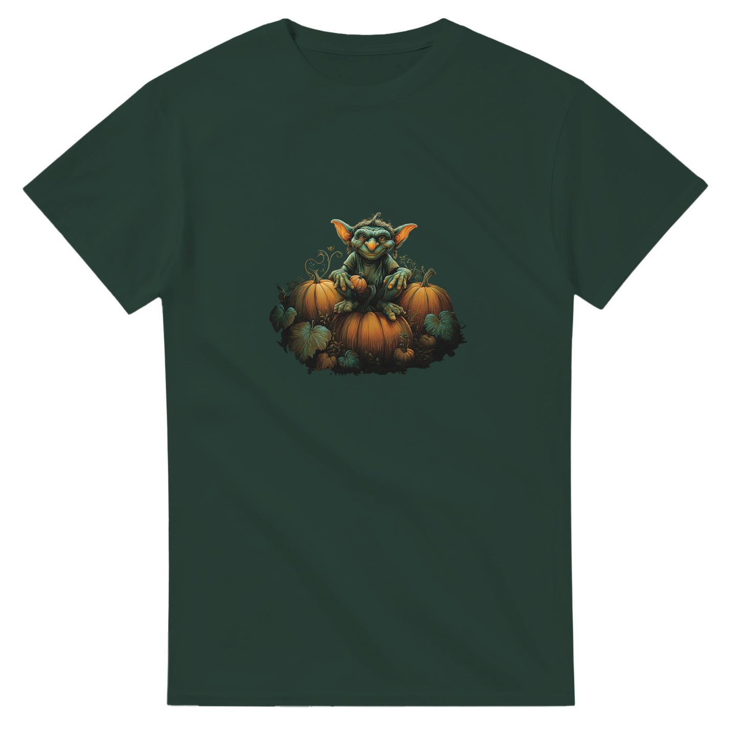 Autumn Goblin & Pumpkins on a Heavyweight T-shirt