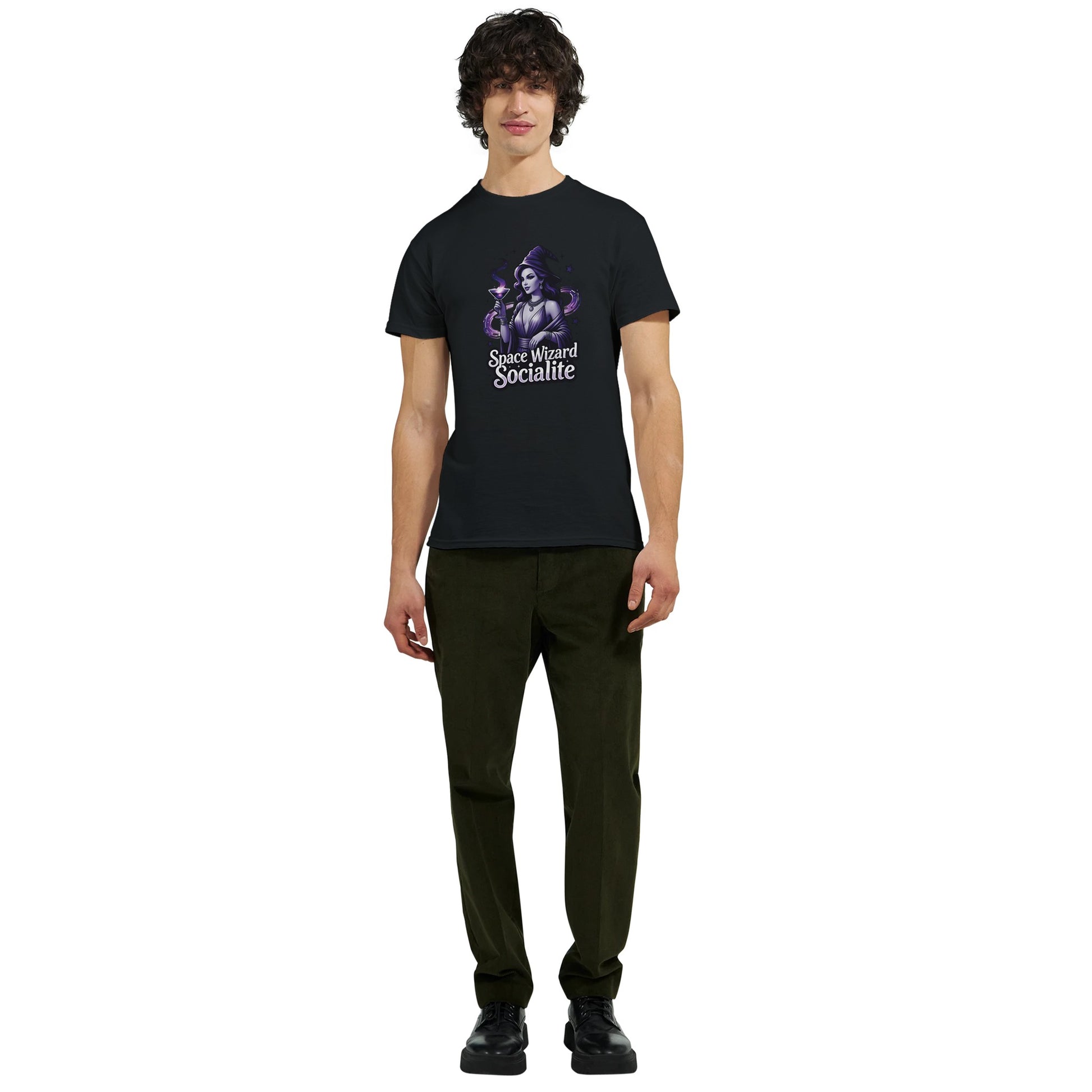 Space Wizard Socialite graphic design on a Heavyweight T-shirt
