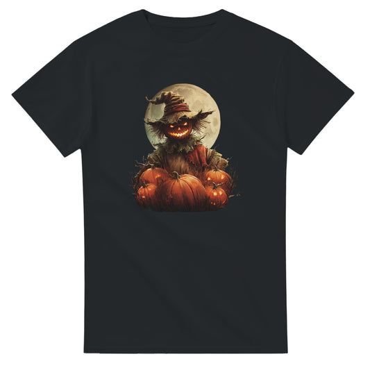 Spooky Scarecrow & Jack-O'-Lantern on a Heavyweight T-shirt