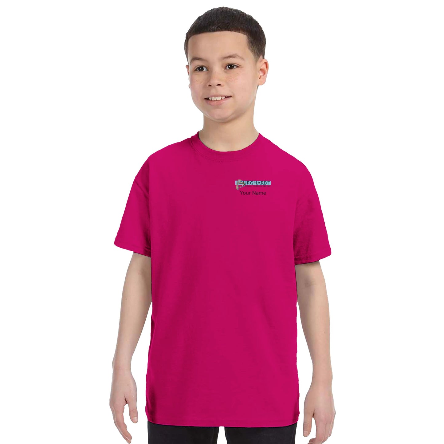 Burghardt Metal Fabricating, Inc., logo on a Kids Crewneck T-shirt