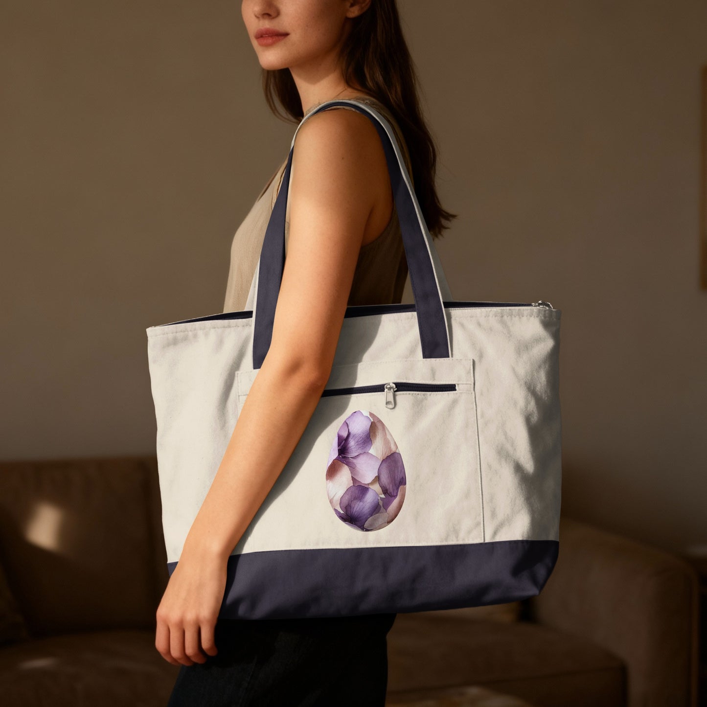 Purple Petal Easter Egg Tote Bag product type