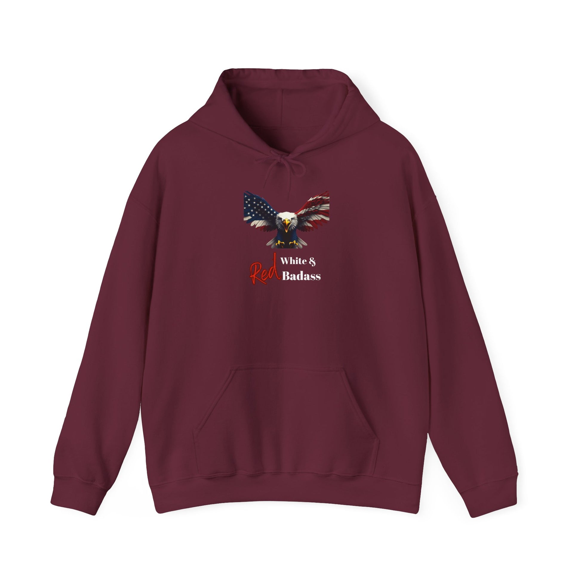 Red White & Badass Patriotic Eagle on a Pullover Hoodie