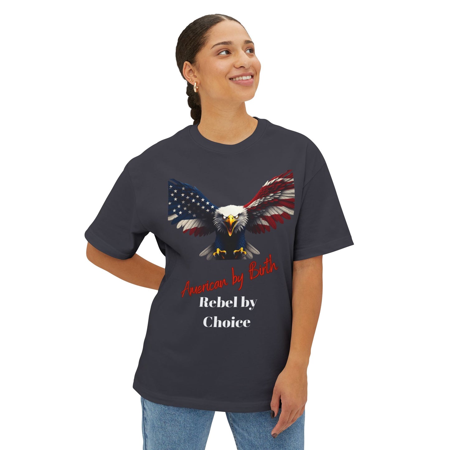 American By Birth Rebel By Choice Patriotic Eagle – Premium Tee