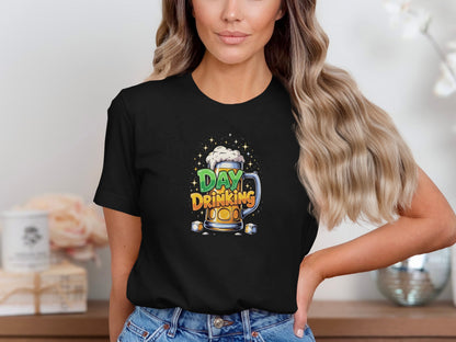 Funny Day Drinking Beer Mug Graphic T-Shirt