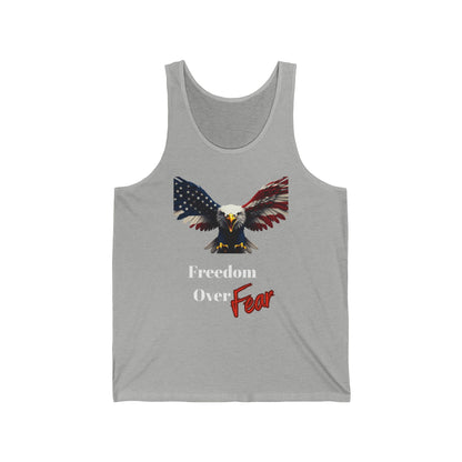 Freedom Over Fear Patriotic Eagle on a Premium Tank Top