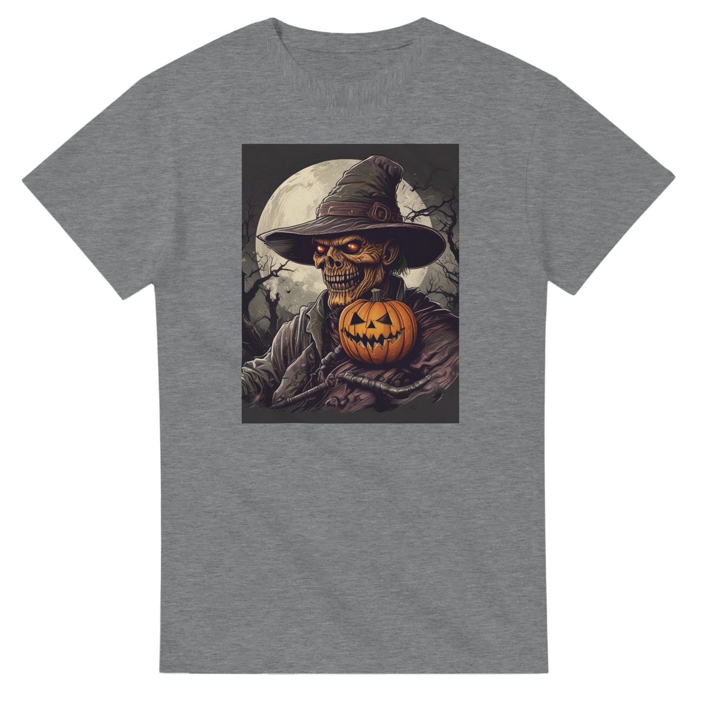 Pumpkin & Glowing Eyes on a Heavyweight T-shirt
