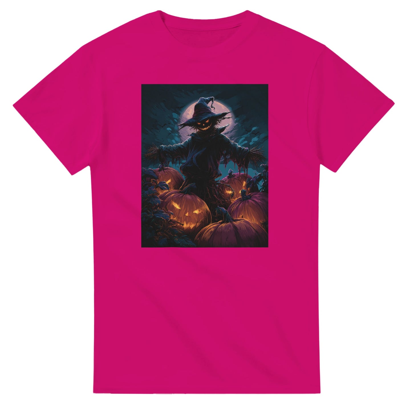 Jack-o'-Lanterns & Full Moon on a Heavyweight T-shirt