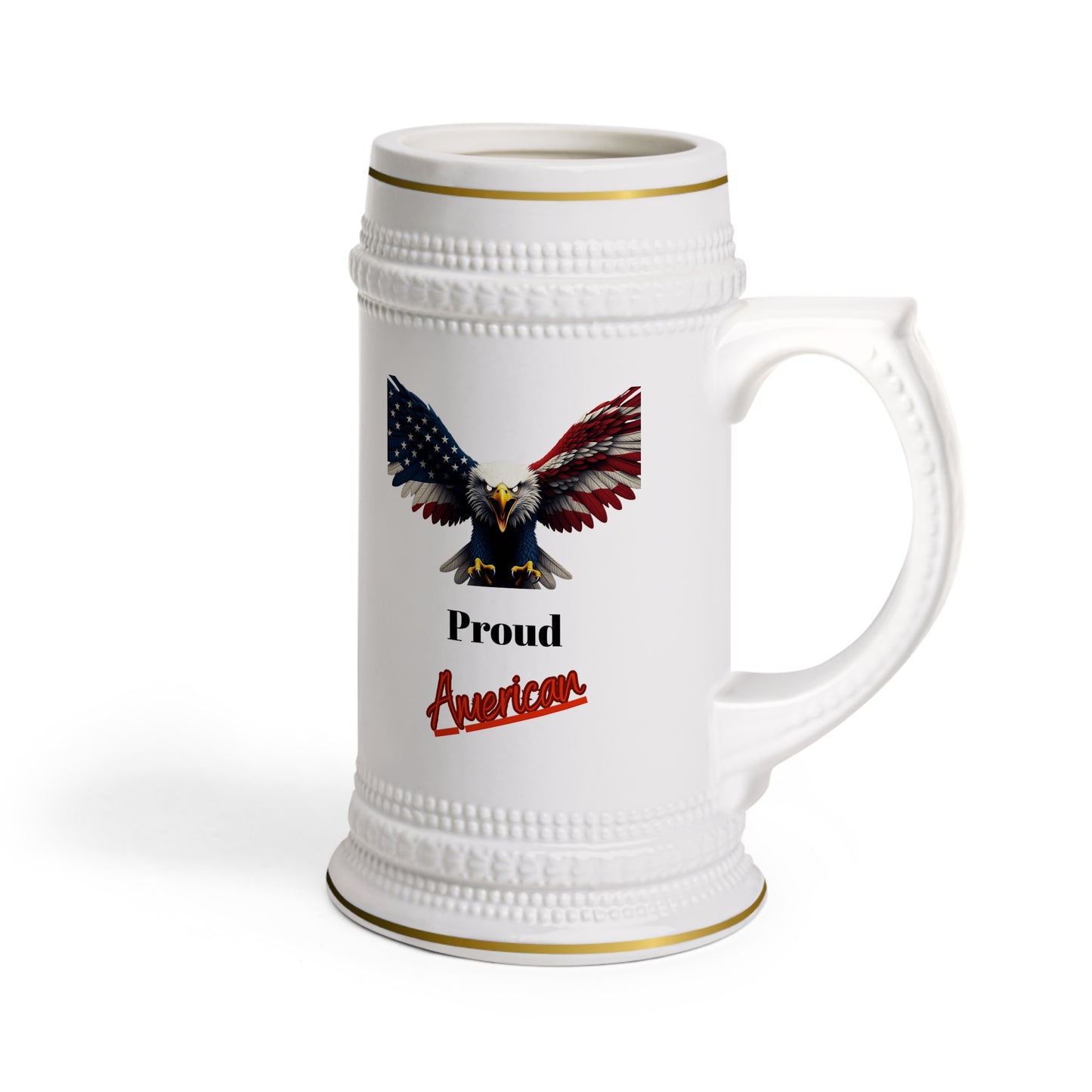 Proud American Patriotic Eagle on a 22oz Ceramic Beer Stein