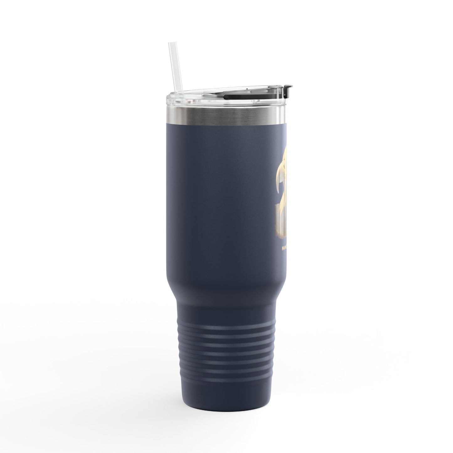 Home of the Brave text on the muted of a  40oz Insulated Travel Mug
