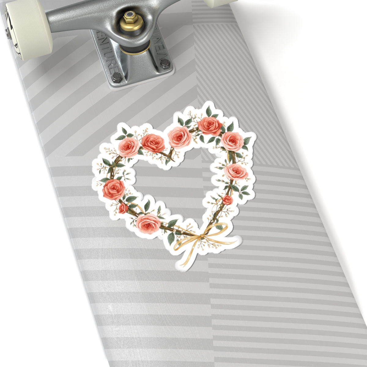 Heart Shaped Floral Wreath Skateboard Deck Design