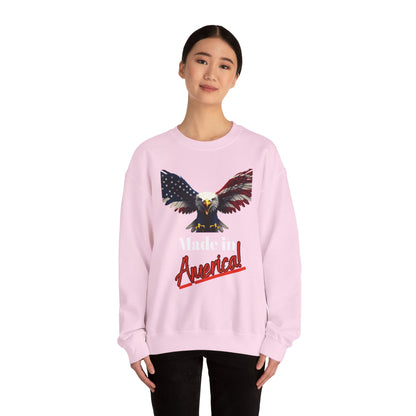 Made In America Patriotic Eagle text on a Crewneck Sweatshirt