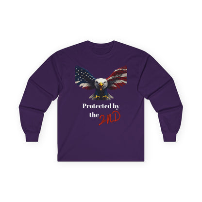 Protected By The 2nd Patriotic Eagle on a long sleeve tee