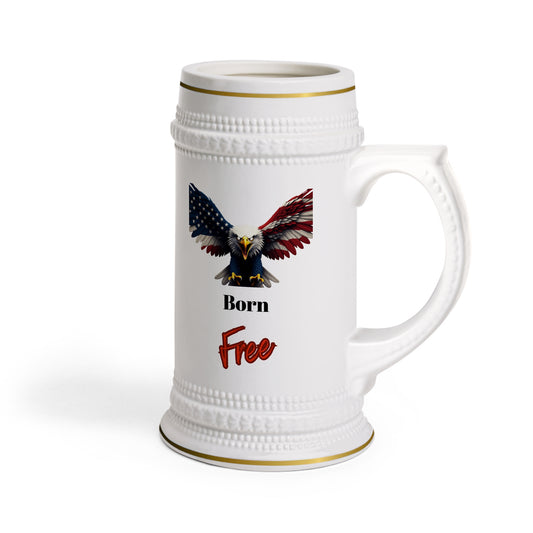 Born Free Patriotic Eagle on a 22oz Ceramic Beer Stein