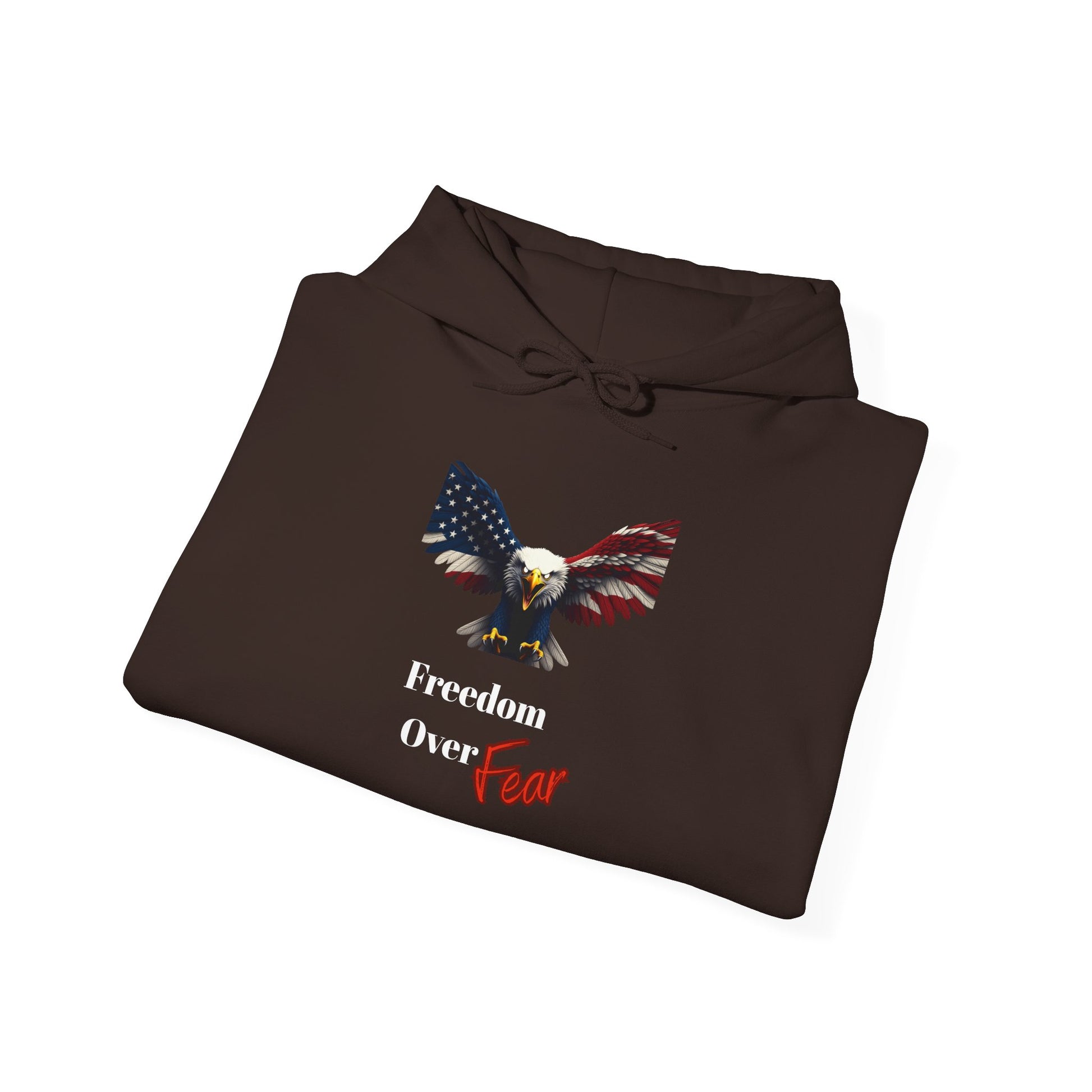 Freedom Over Fear Patriotic Eagle on a Pullover Hoodie