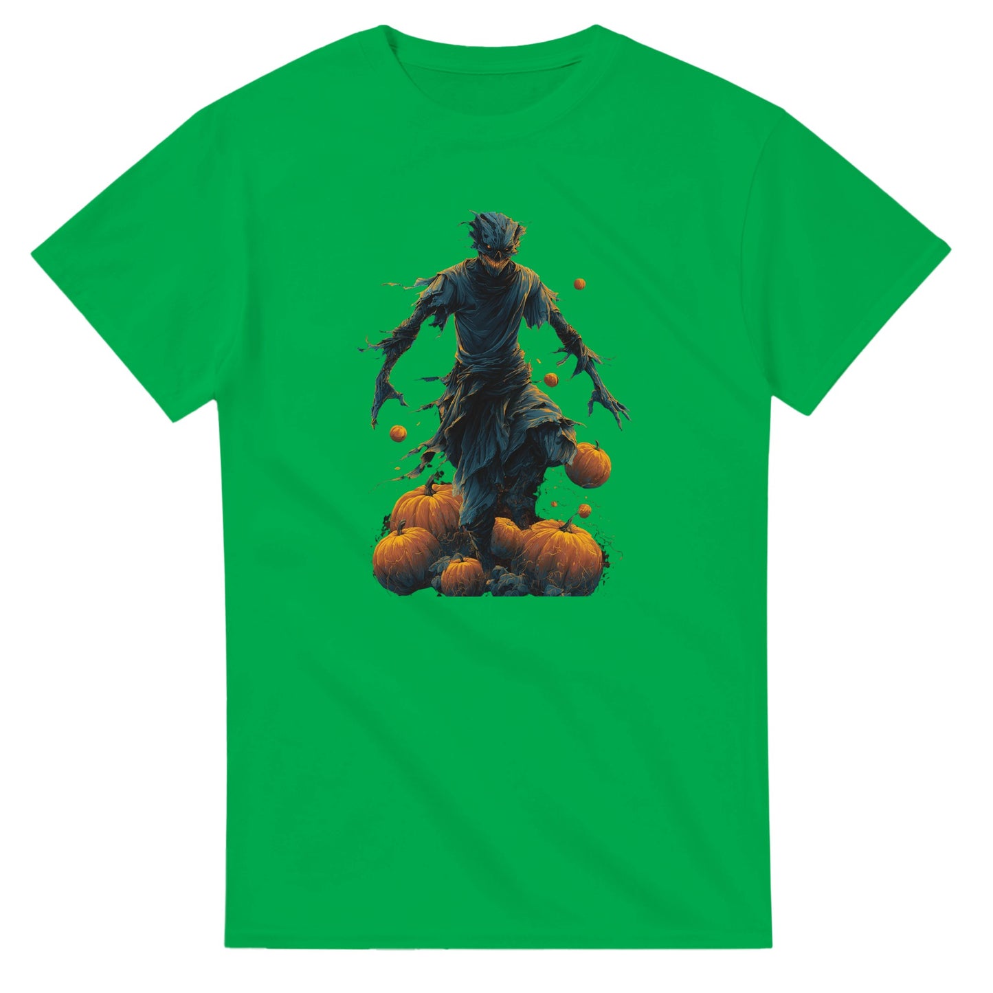 Haunting Harvest Scarecrow on a Heavyweight T-shirt