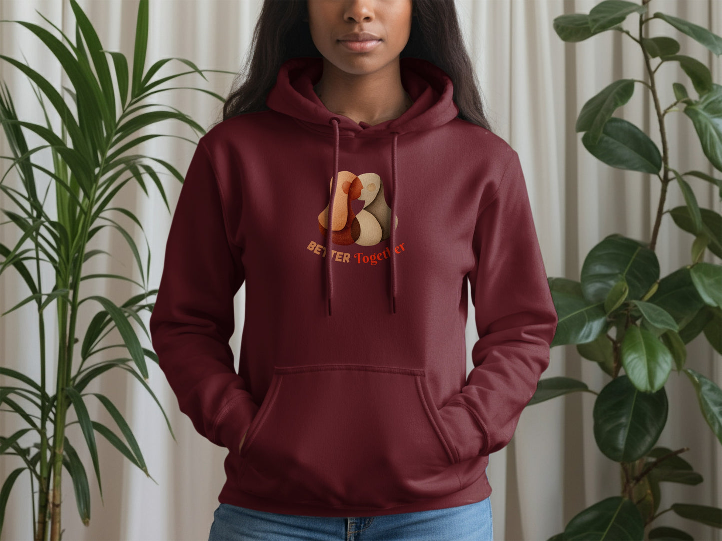 Better Together Design Burgundy Hoodie Product
