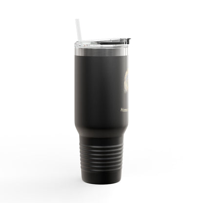 Home of the Brave text on the top of a  40oz Insulated Travel Mug