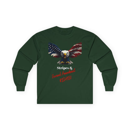 Stars & 2nd Amendment Rights Patriotic Eagle on a long sleeve tee