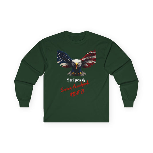 Stars & 2nd Amendment Rights Patriotic Eagle on a long sleeve tee