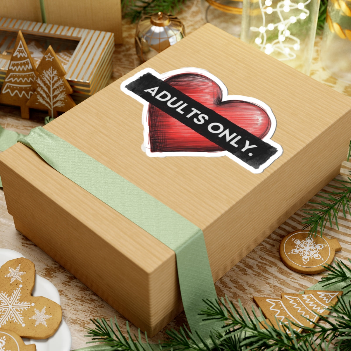 Adults Only Heart Sticker Gift Box for Christmas