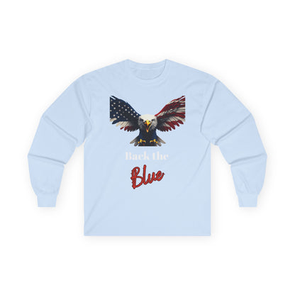 Back The Blue Patriotic Eagle on a long sleeve tee