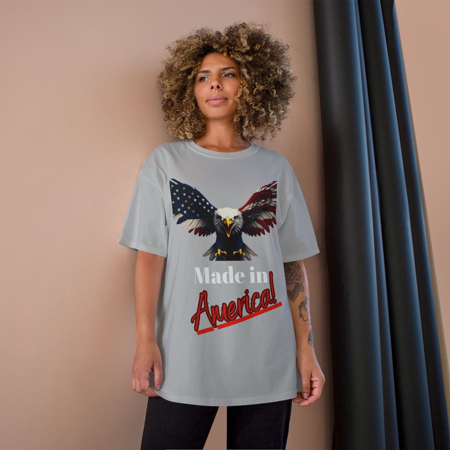 Made In America Patriotic Eagle on a Champion T-shirt