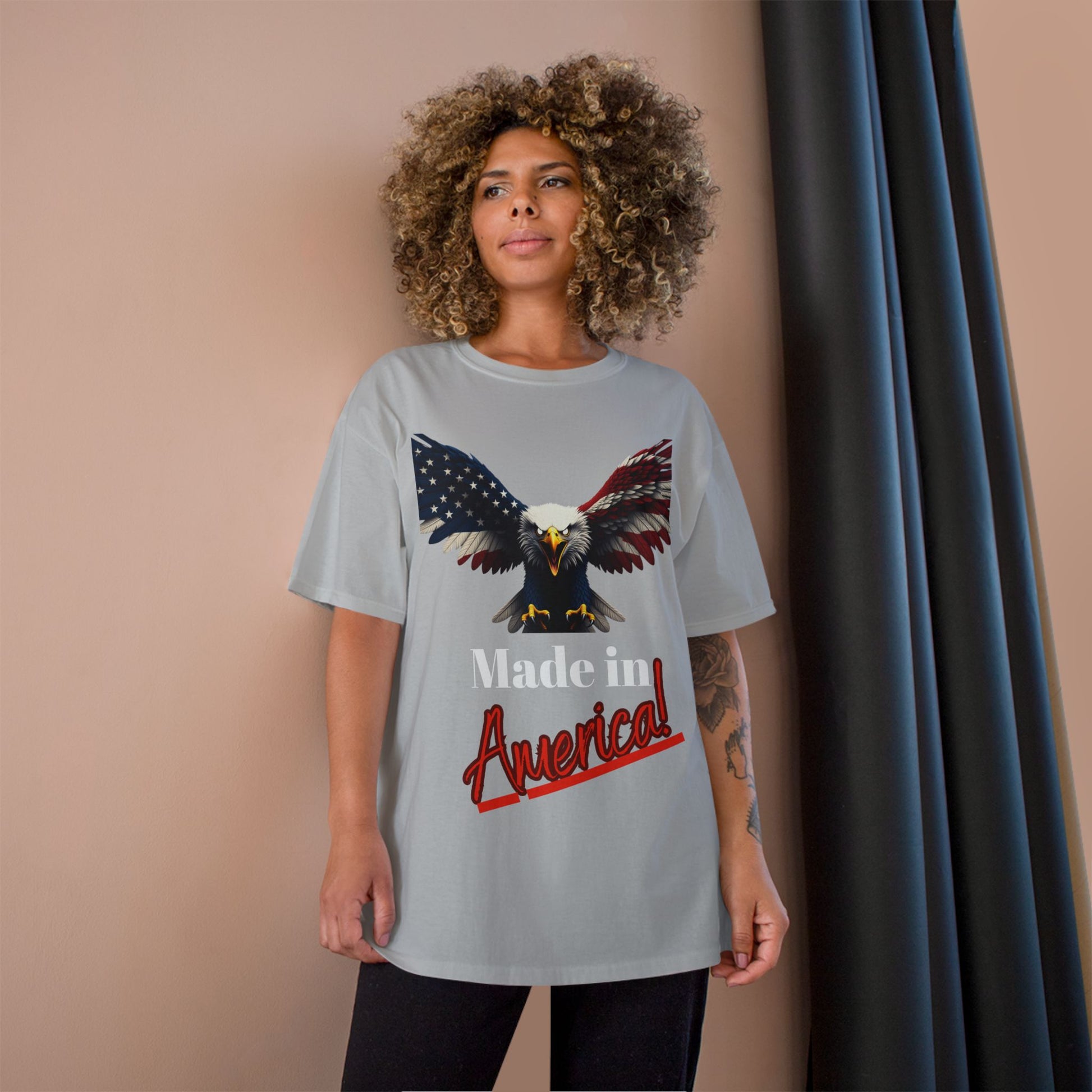 Made In America Patriotic Eagle on a Champion T-shirt
