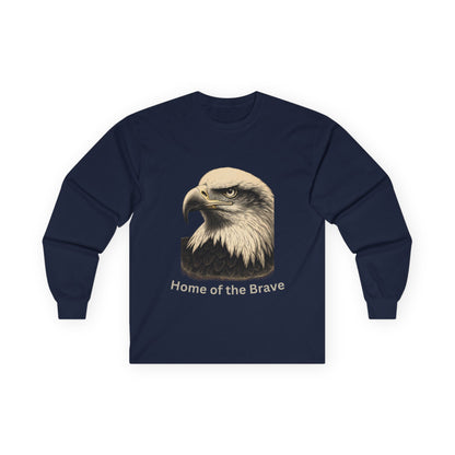 Home of the Brave text on a Long-Sleeve Tee