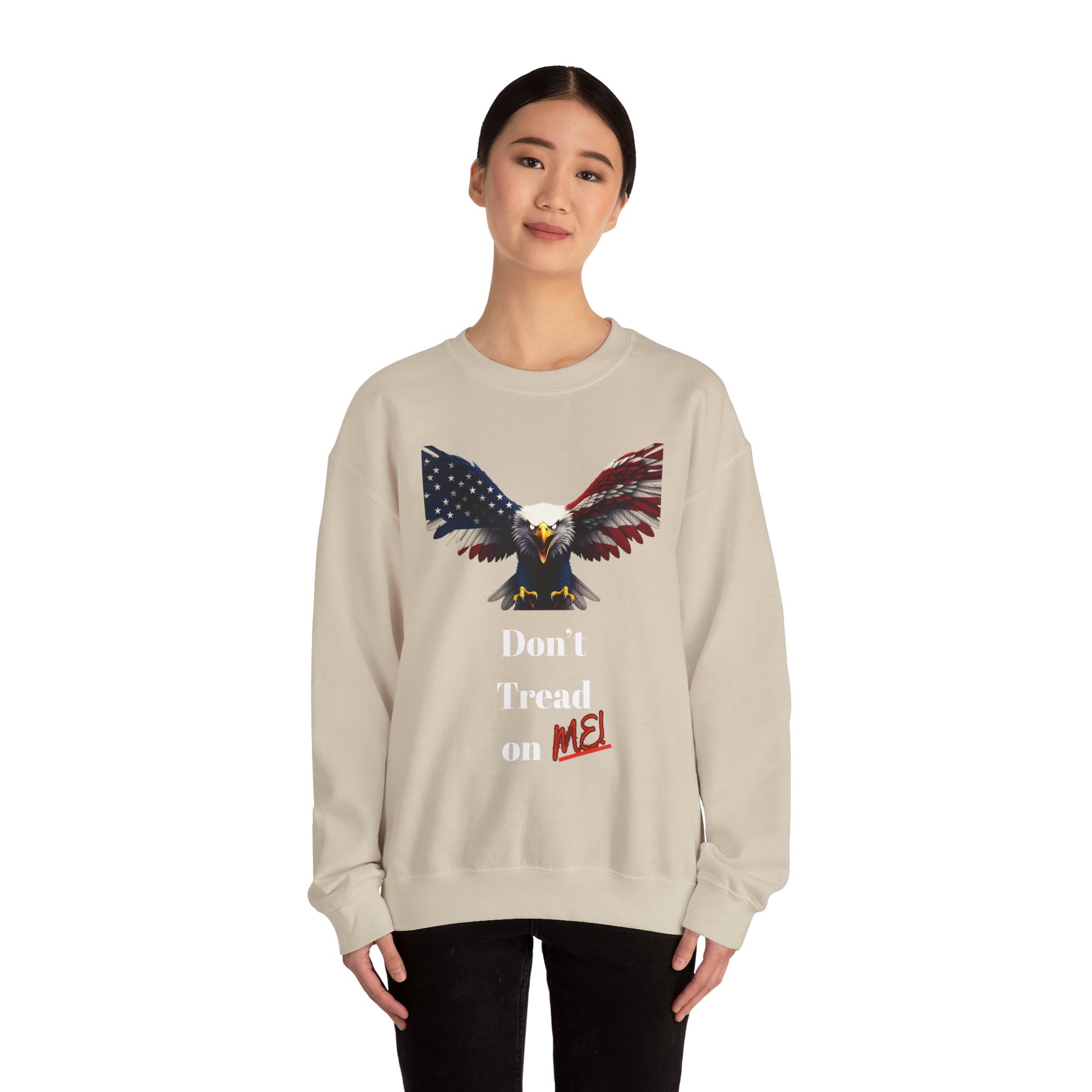 Don't Tread On Me Patriotic Eagle text on a Crewneck Sweatshirt