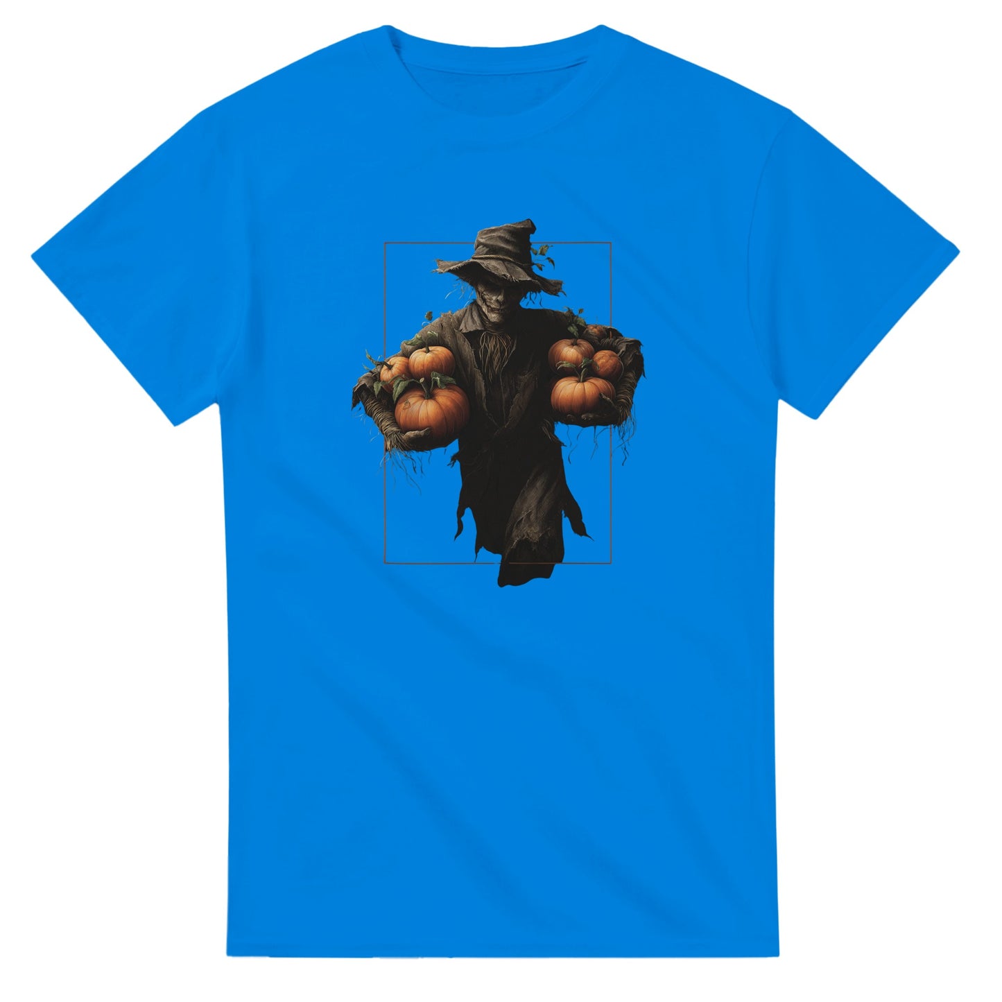 Spooky Harvest Scarecrow on a Heavyweight T-shirt