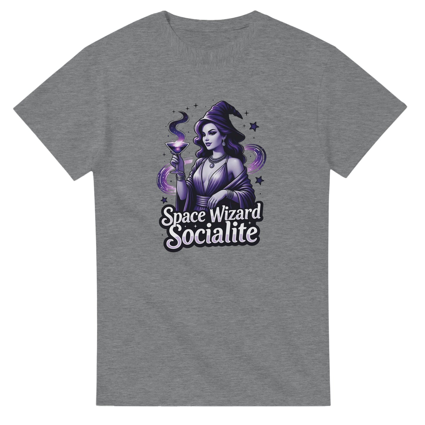 Space Wizard Socialite graphic design on a Heavyweight T-shirt