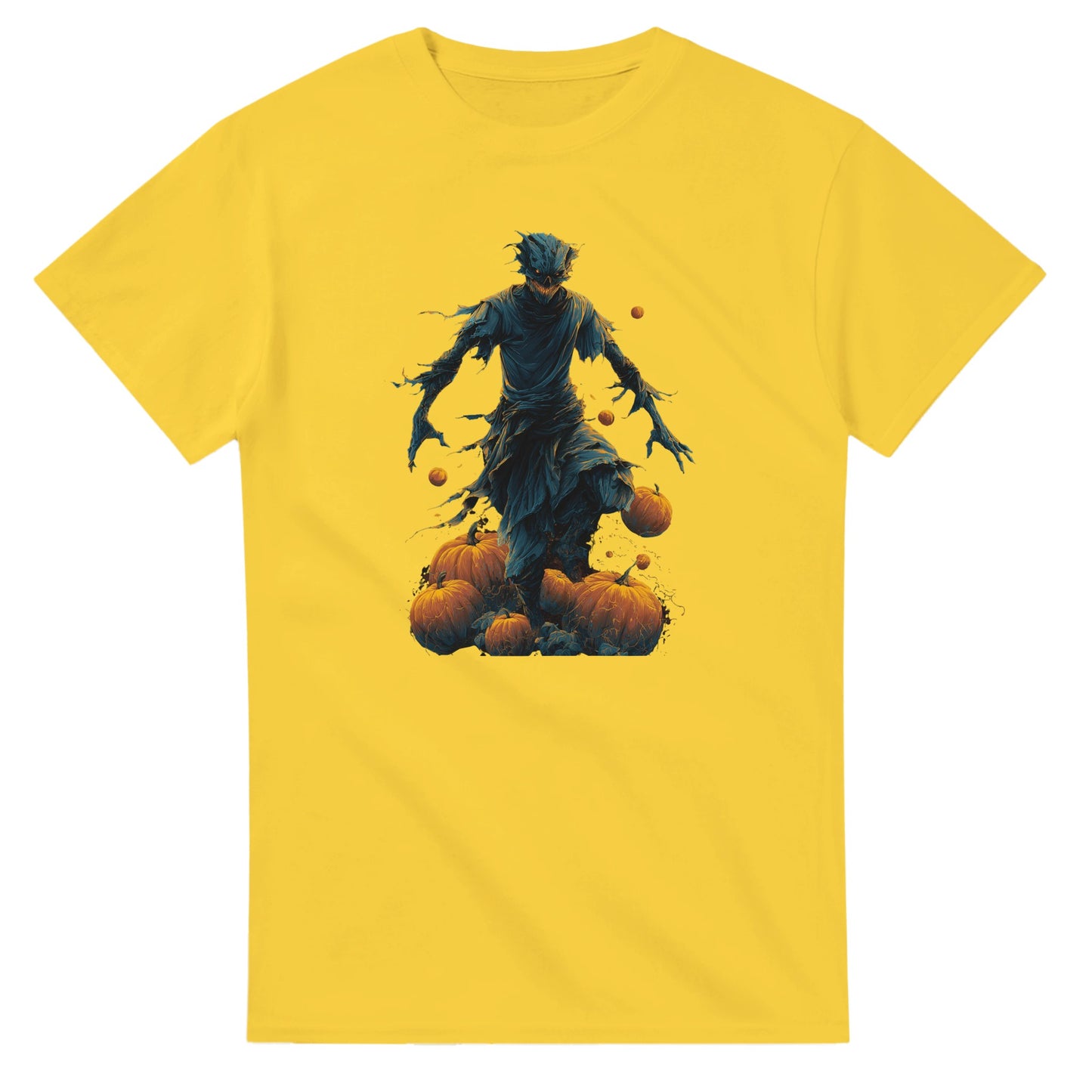 Haunting Harvest Scarecrow on a Heavyweight T-shirt