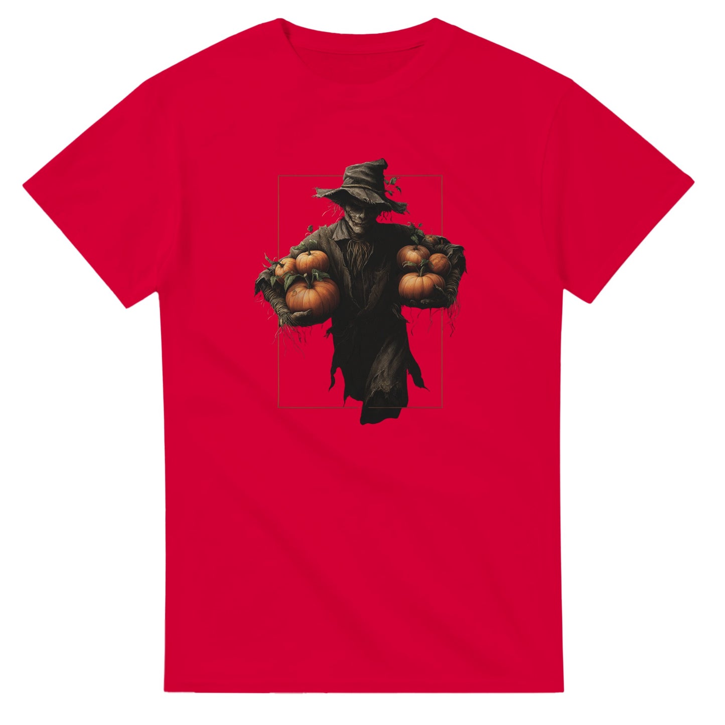 Spooky Harvest Scarecrow on a Heavyweight T-shirt