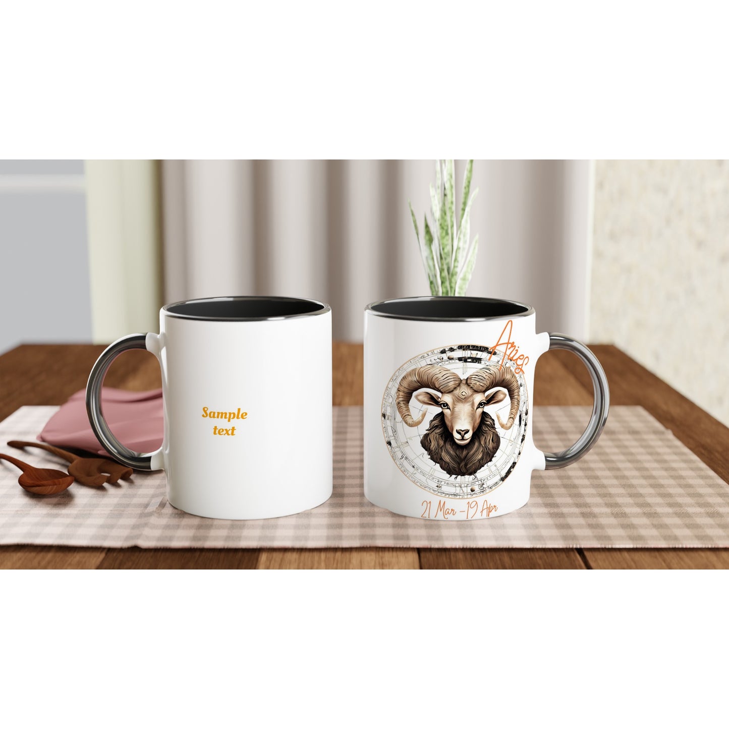 11oz ceramic mug with color inside fiery Aries personalized
