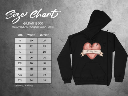 All My Love Heart Design Heavy Blend Hooded Sweatshirt