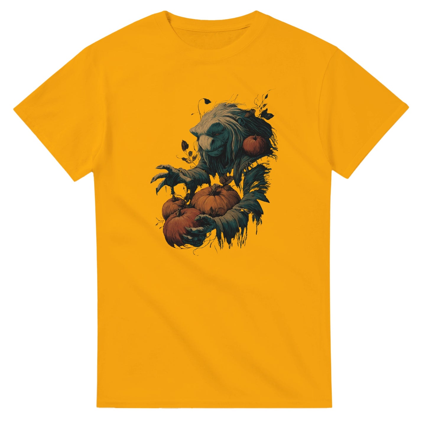 Forest Creature with Pumpkins on a Heavyweight T-shirt