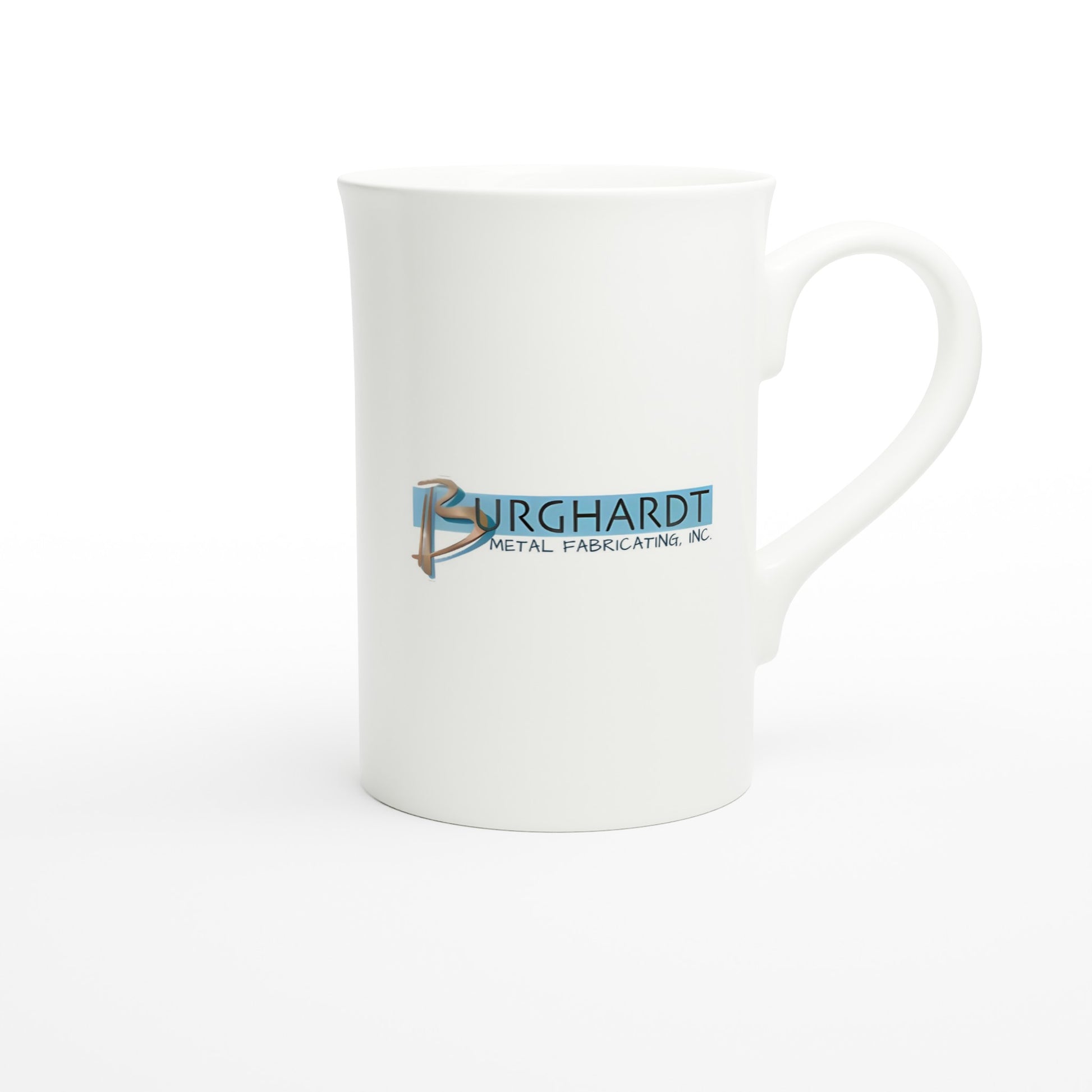 Burghardt Metal Fabricating, inc., logo on a White 10oz Porcelain Slim Mug