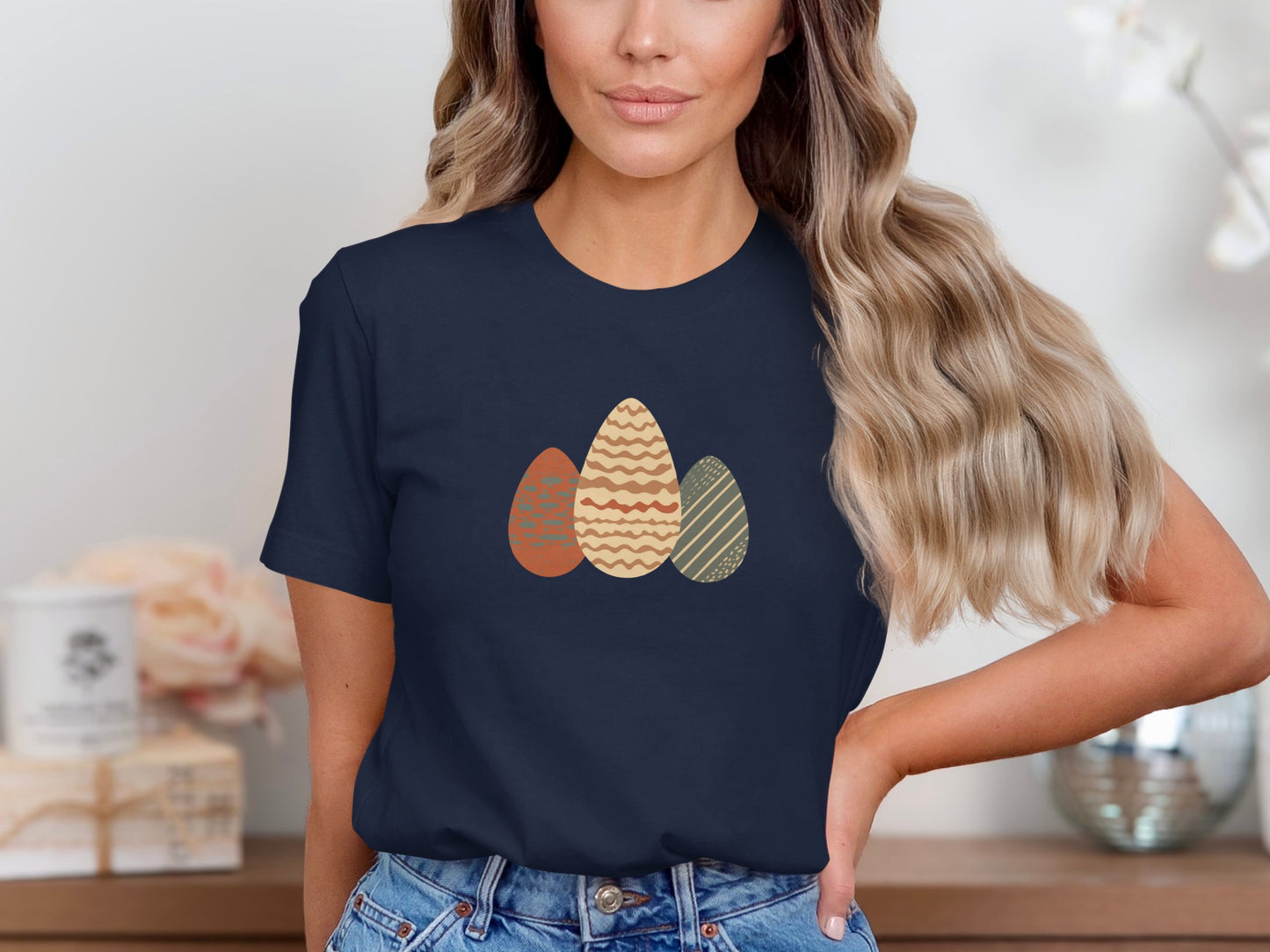 Dark Blue Easter Eggs Design Short Sleeve product type
Easter Eggs
Decorated Eggs
Spring Eggs
Patterned Eggs
Graphic Tee
Navy Blue Top
Holiday Shirt
Festive Apparel
Seasonal Tee
Unique Design
Casual Top
Womens Tee
Short Sleeve
Egg Motif
Earth Tones
Boho Eggs
Cute Easter
Trendy Shirt
Dark Blue Tee
Spring Fashion