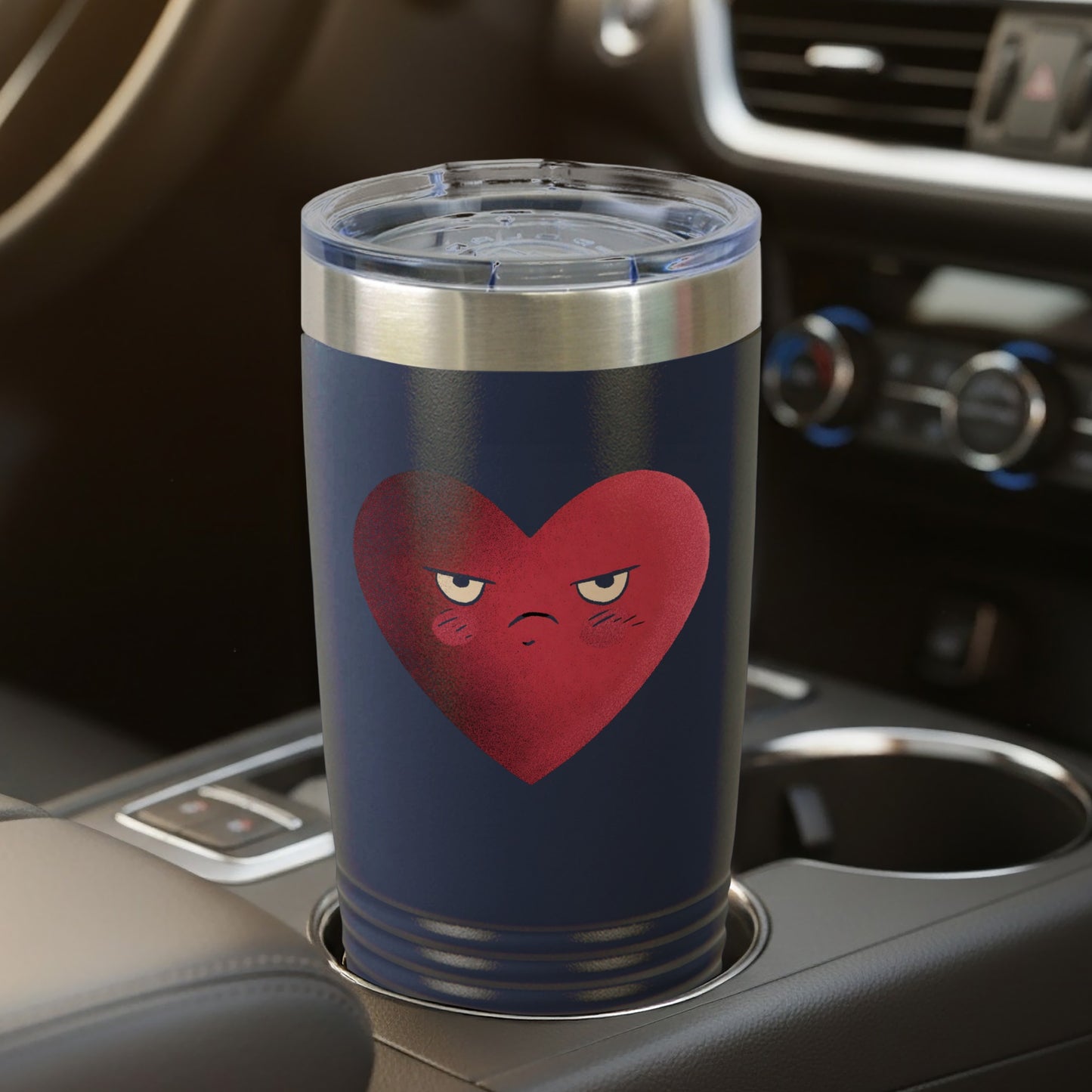 Grumpy Red Heart Printed Travel Tumbler for Commuting