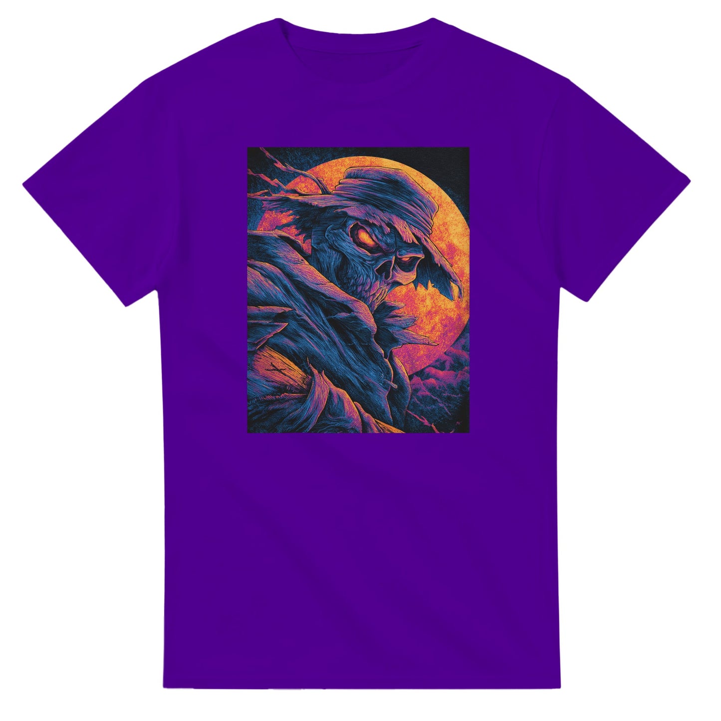 Vibrant Skull & Scarecrow on a Heavyweight T-shirt