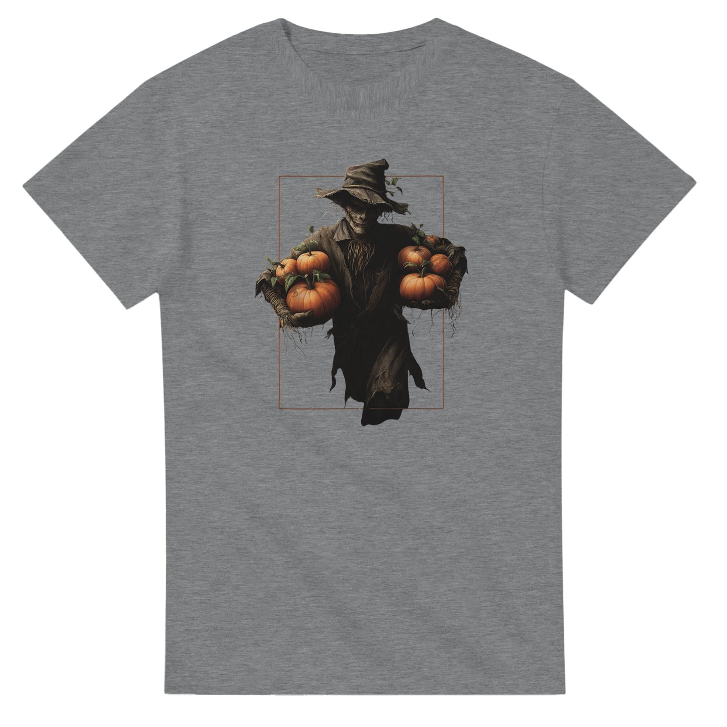 Spooky Harvest Scarecrow on a Heavyweight T-shirt