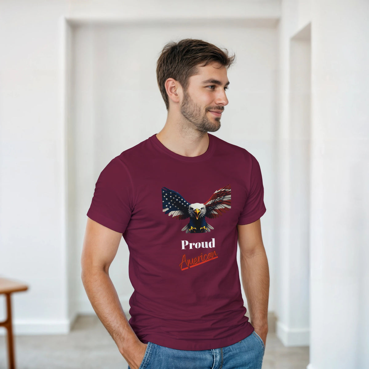 Proud American Bald Eagle Patriotic Eagle on a Heavyweight T-shirt