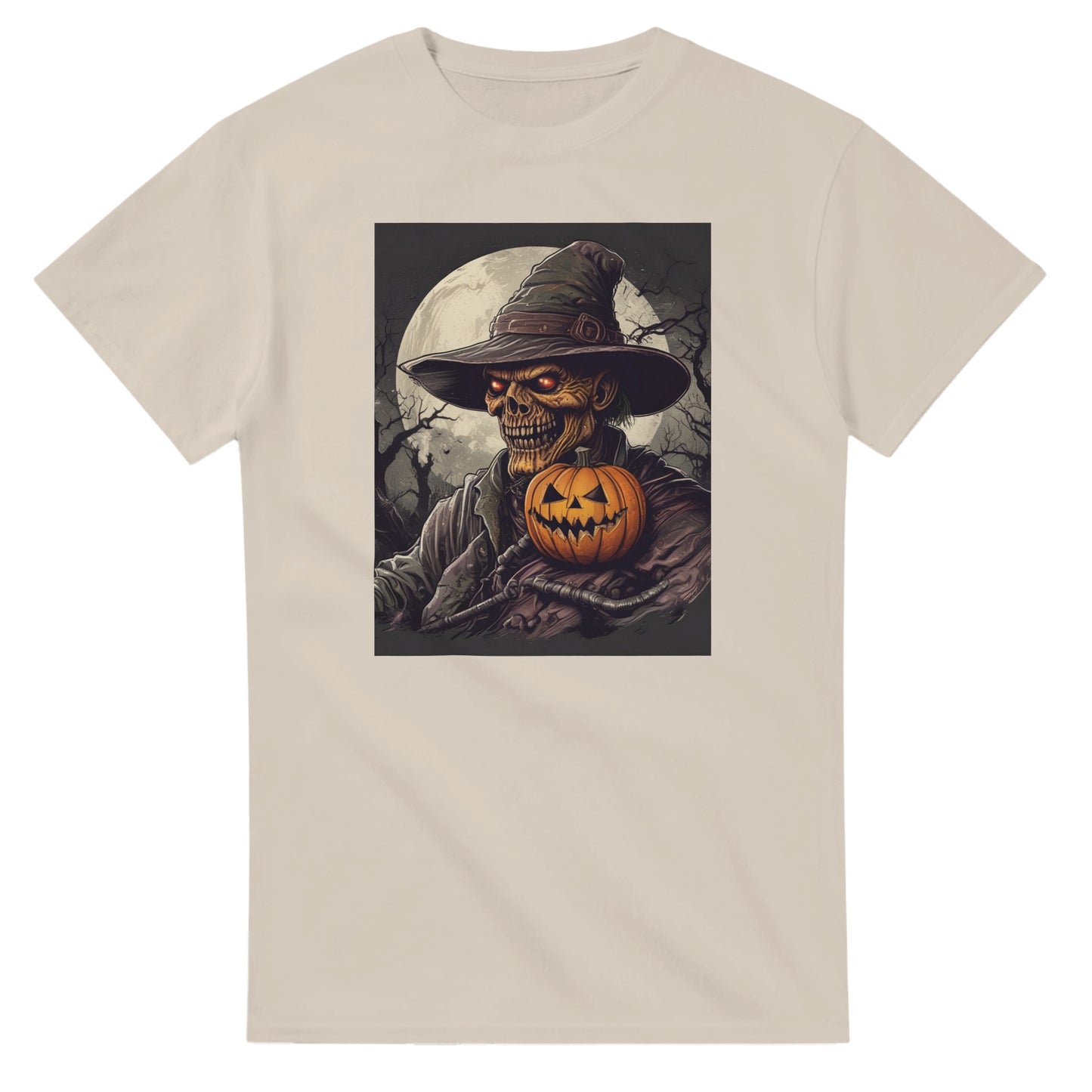 Pumpkin & Glowing Eyes on a Heavyweight T-shirt