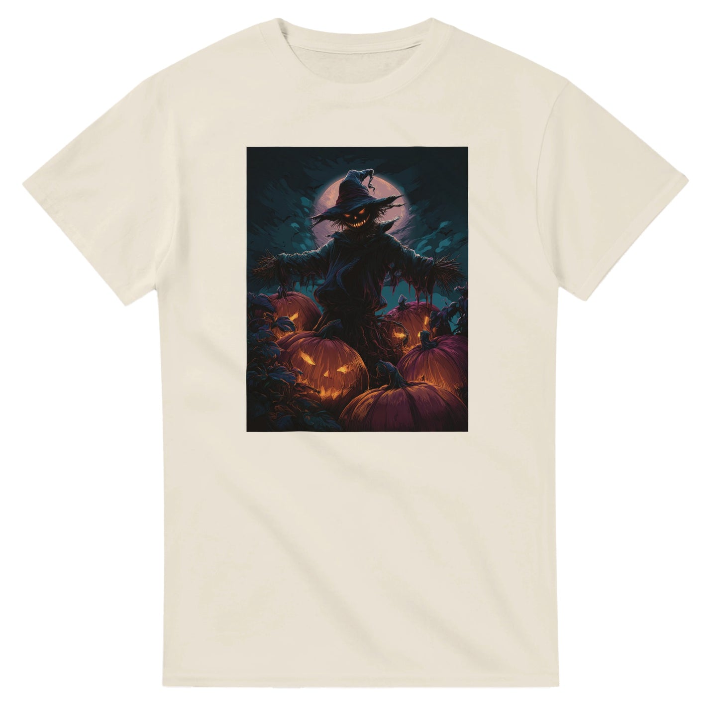 Jack-o'-Lanterns & Full Moon on a Heavyweight T-shirt