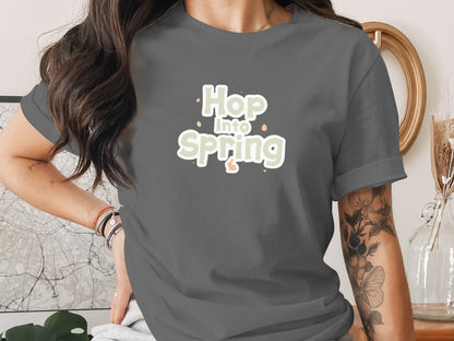 Hop into Spring Cute Bunny Graphic Design T-Shirt product type