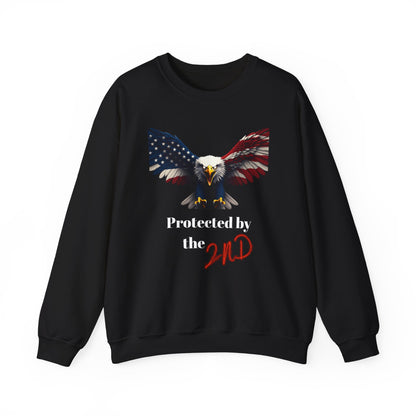 Protected By The 2nd Patriotic Eagle text on a Crewneck Sweatshirt