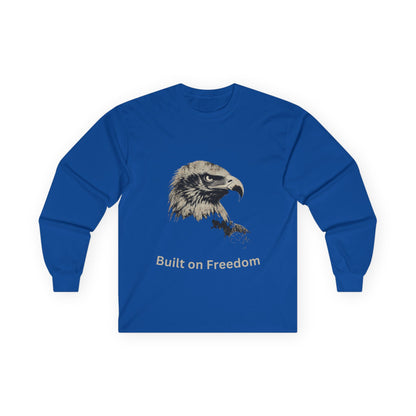Built of Freedom text on a Long-Sleeve Tee
