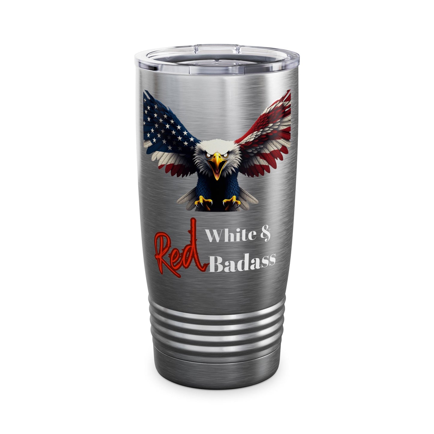 Red White & Badass Patriotic Eagle on a 20oz Insulated Tumbler