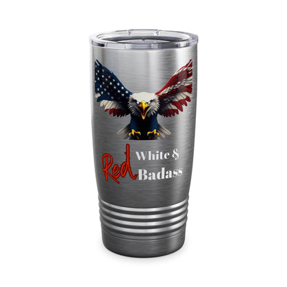 Red White & Badass Patriotic Eagle on a 20oz Insulated Tumbler